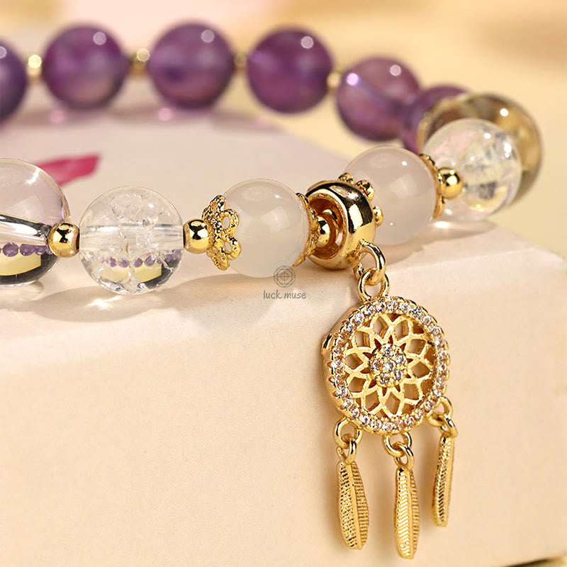 Green Strawberry Quartz Amethyst Crystal Dreamcatcher Bracelet for Healing with Luck Muse - Image 6