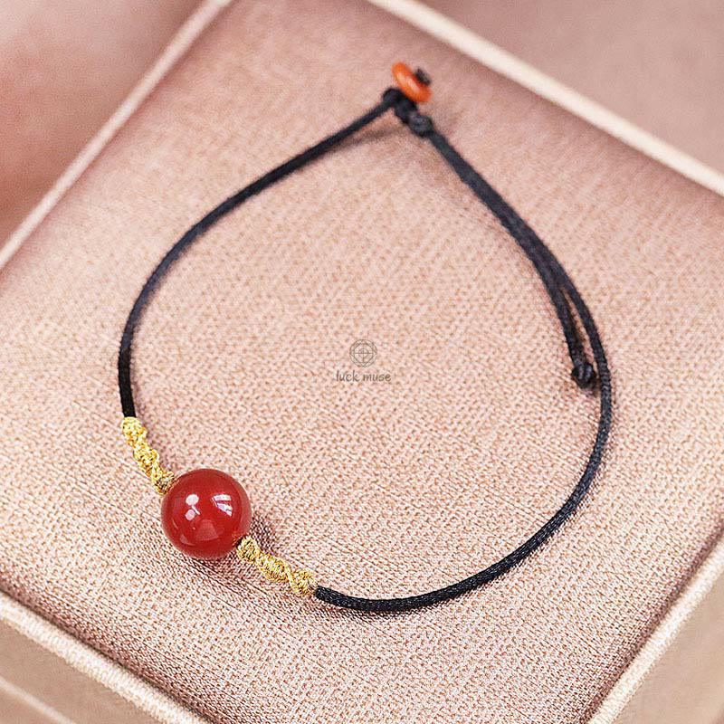 Natural Red Agate Chalcedony Self-Acceptance Confidence Bracelet Necklace Set - Image 6