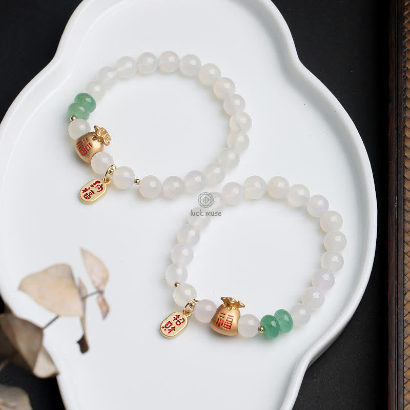 Luck Muse Natural Agate Money Bag Bracelet - Image 3
