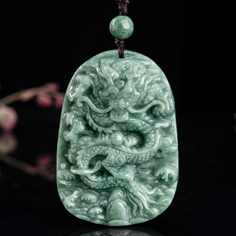 Chinese Dragon Jade Prosperity Necklace Pendant - Image 6