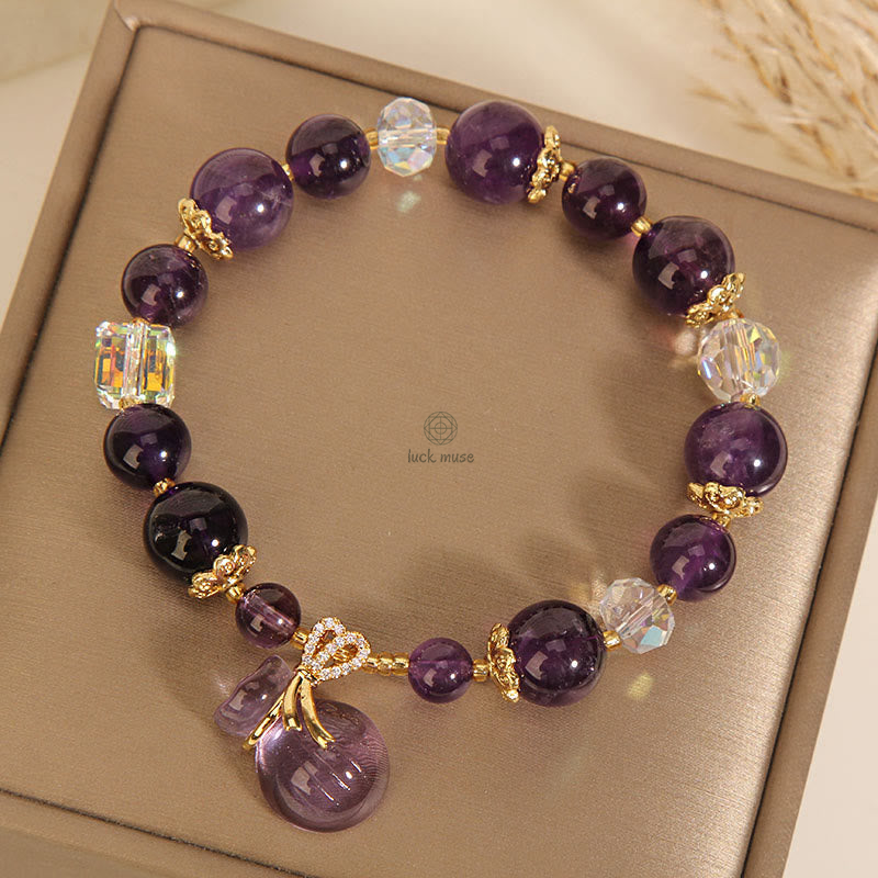 Luck Muse Amethyst Money Bag Charm Bracelet with Positive Energy - Image 2