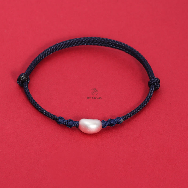 Luck Muse 999 Sterling Silver Luck Connection Bracelet with Handmade Braided Bean Design - Image 11