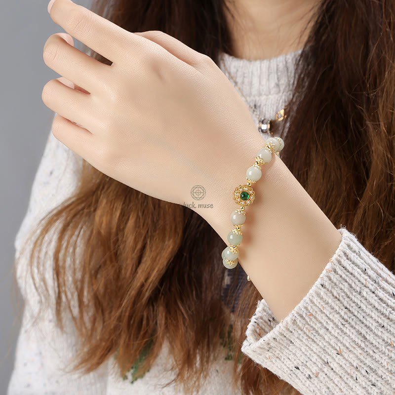 Natural Jade Prosperity Bead Chain Bracelet with Luck Muse - Image 7