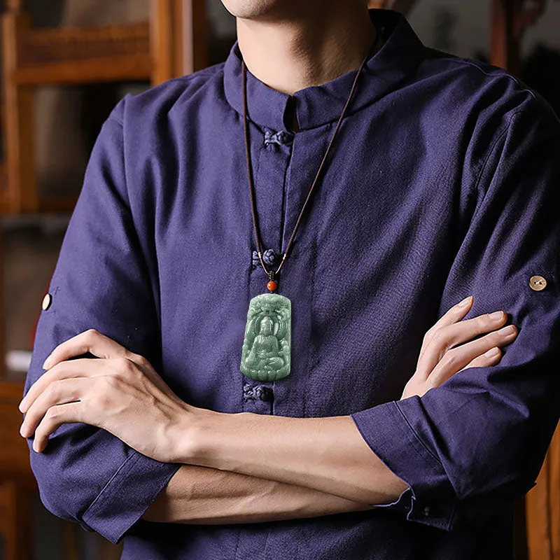Tathagata Buddha Dragon Jade Amulet Serenity Necklace - Image 3