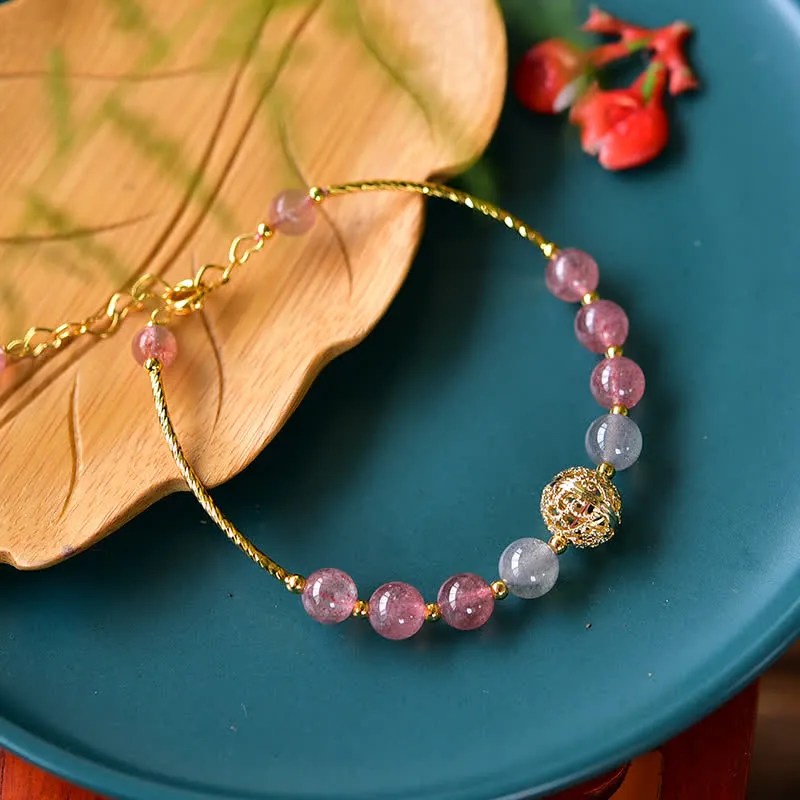 Natural Strawberry Quartz Moonstone Bracelet for Positive Energy - Image 5