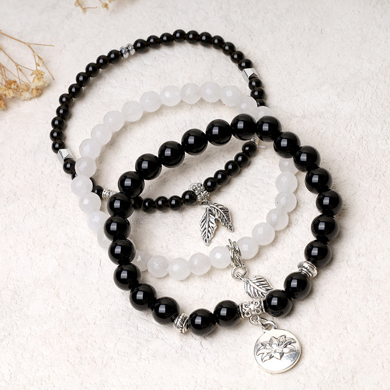Luck Muse Natural Quartz Crystal Lotus Bracelet Set (3 Pieces) - Image 9