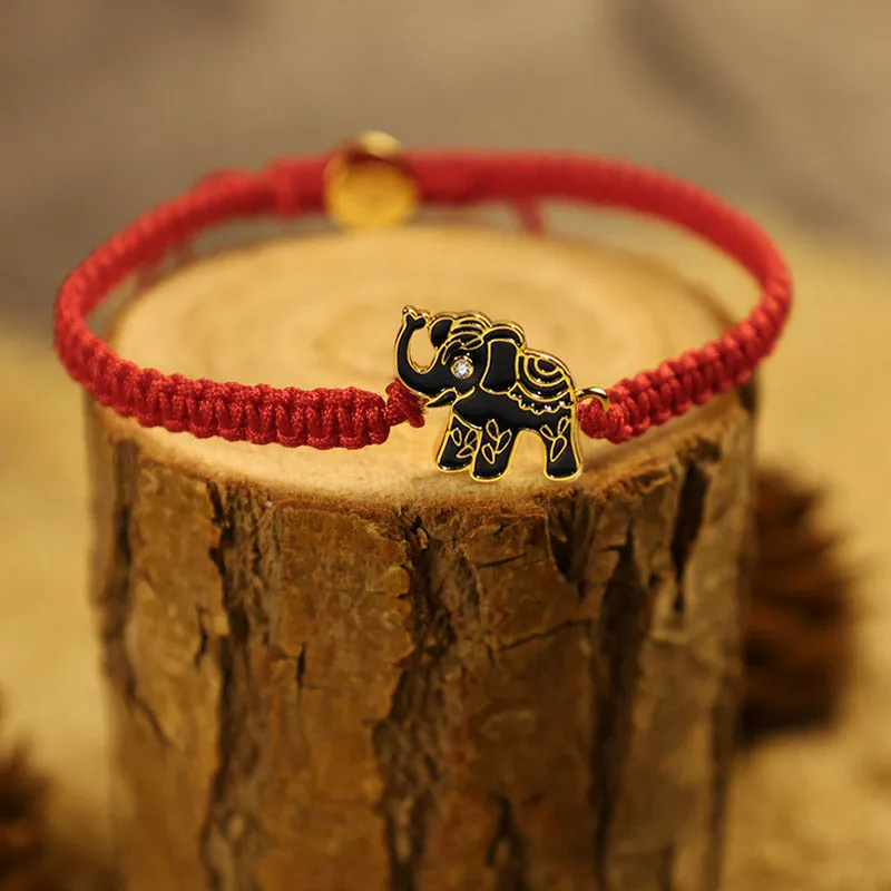 Tibetan Red String Elephant Bracelet with Handmade Wisdom for a Bright Future - Image 4