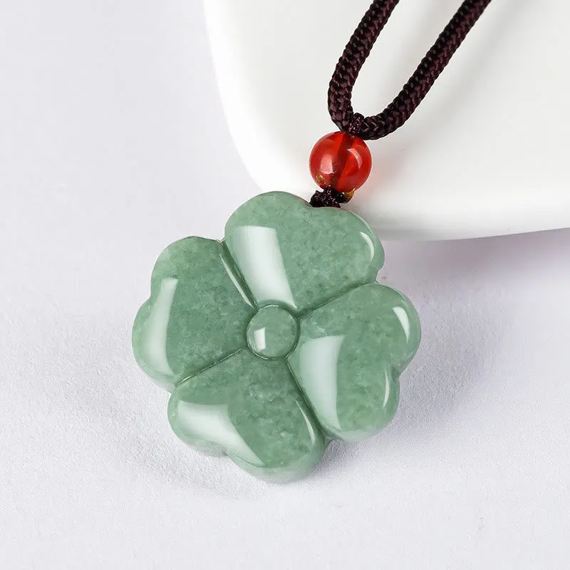 Luck Muse Four Leaf Clover Jade Prosperity Necklace - Image 2