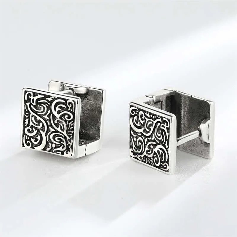 Grass Pattern Square Stud Earrings by Luck Muse Shop - Image 3