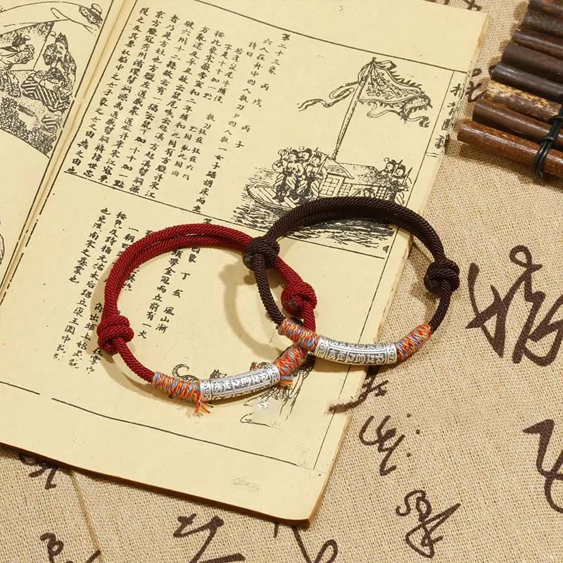 Luck Muse Sterling Silver Om Mani Padme Hum Protection Bracelet - Image 10