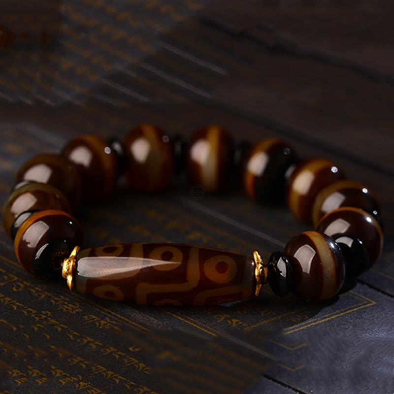 Tibetan Nine-Eye Dzi Agate Bracelet for Wealth Blessings - Image 8