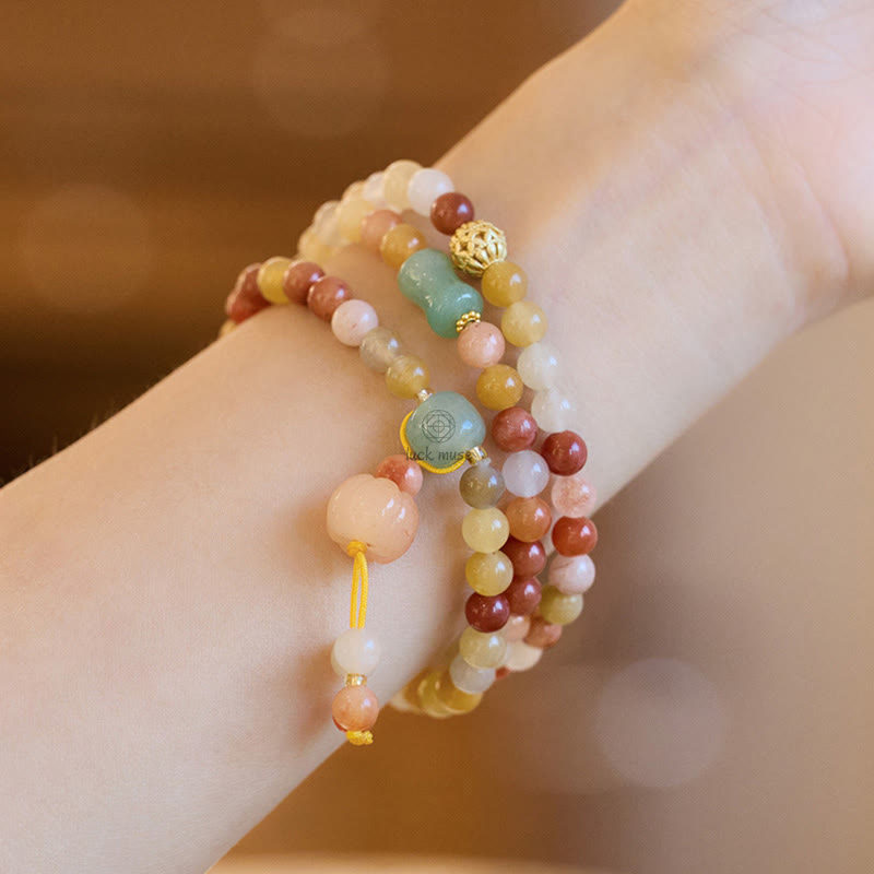 Golden Silk Jade Prosperity Triple Wrap Bracelet - Image 6