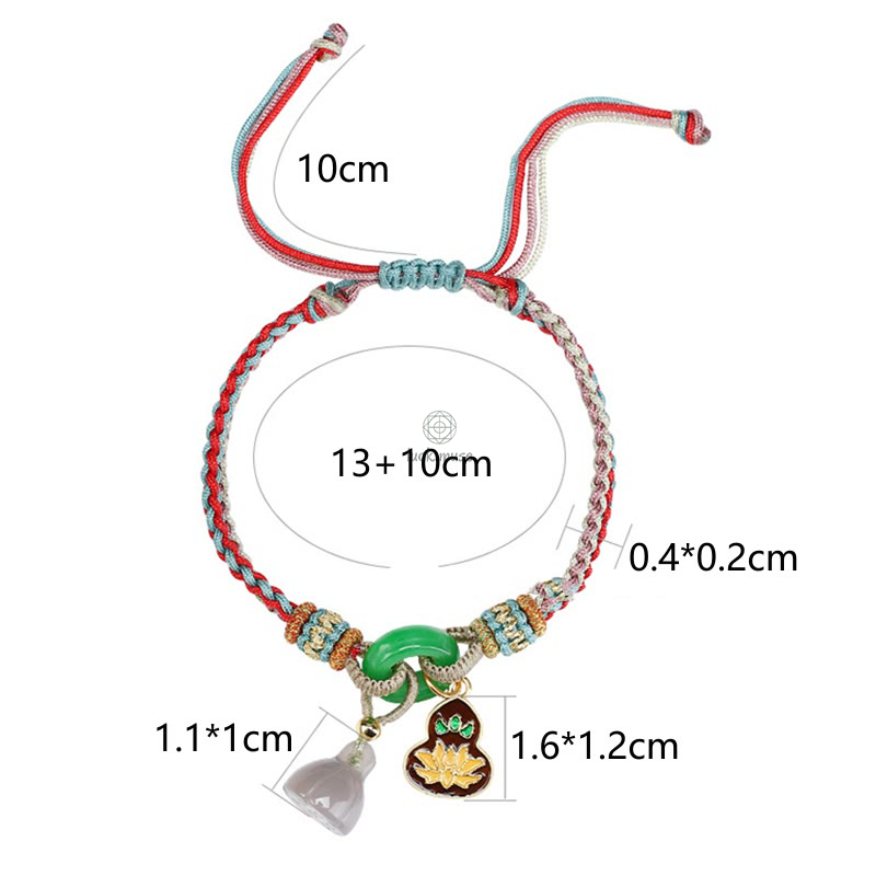 Colorful Rope Chalcedony Luck Muse Bracelet with Lotus Jade Peace Charm - Image 10