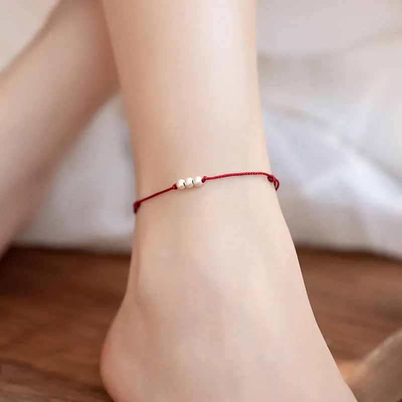 Luck Muse Three Copper Bead Protection String Bracelet Anklet - Image 12