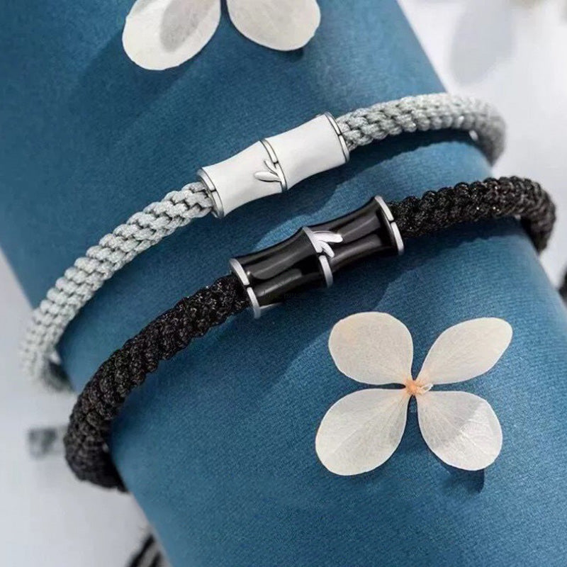 Bamboo Pattern Healing Couple Bracelet with Luck Muse - Image 3