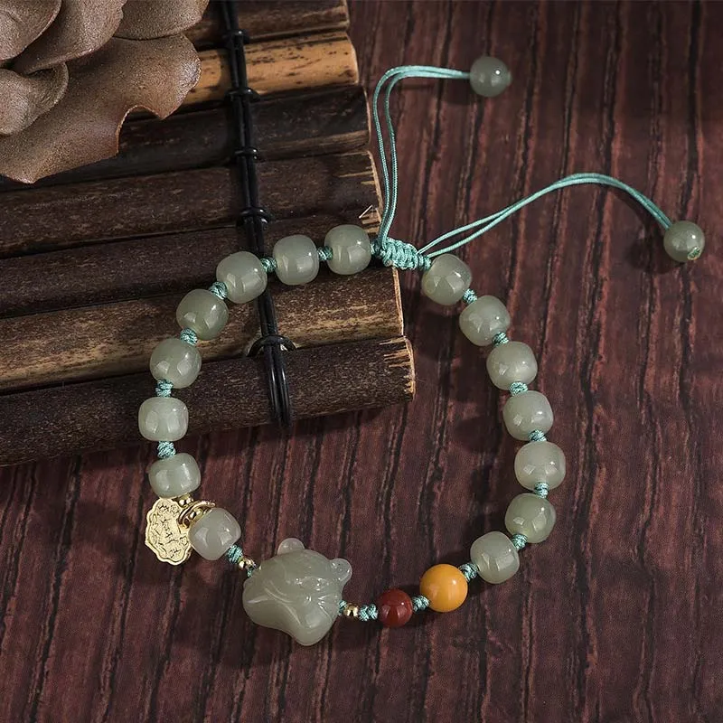 Chinese Zodiac Tiger Jade Blessing Bracelet - Image 3