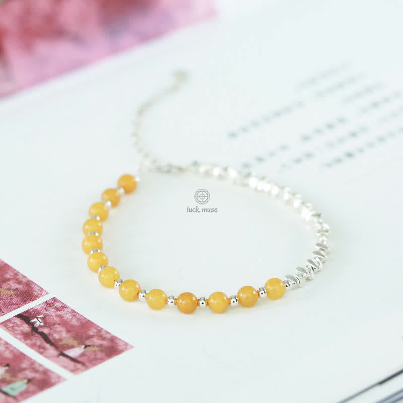 Luck Muse 925 Silver Blue Jade Tourmaline Amber Confidence Blessing Bracelet - Image 7