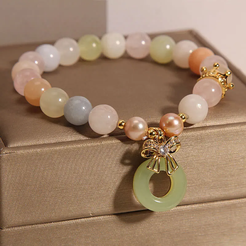 Luck Muse Morganite Peace and Confidence Bracelet with Jade Buckle - Image 4