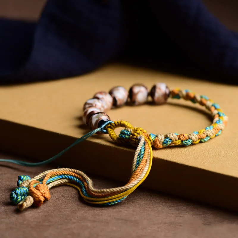 Multicolored Liuli Glass Bead Fortune Braided Bracelet crafted with Luck Muse - Image 3