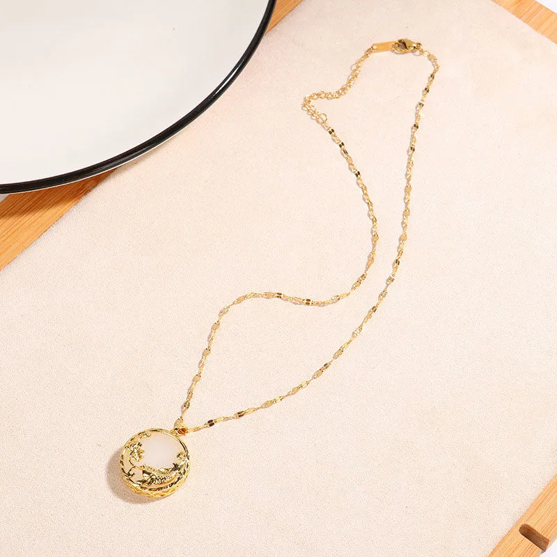 Luck Muse Natural Jade Koi Fish Luck Pendant Necklace - Image 7
