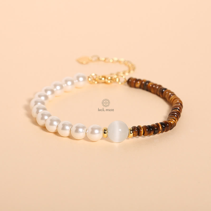 Natural Green Strawberry Quartz Tiger Eye Sodalite White Jade Pearl Gratitude Bracelet - Image 5