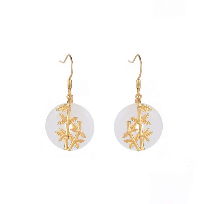 Luck Muse FengShui White Jade Lucky Earrings