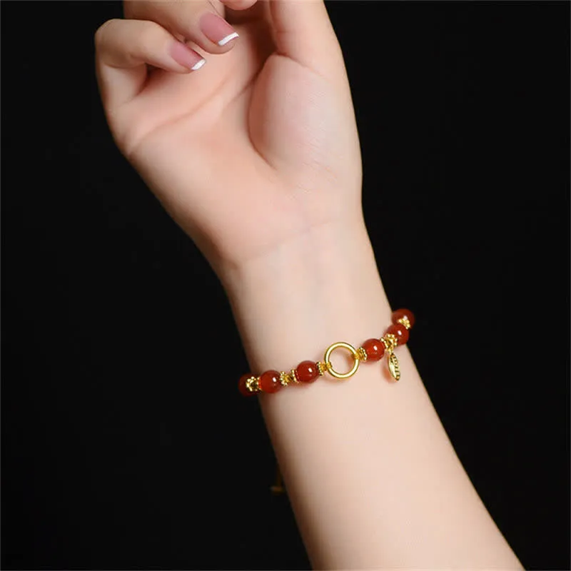 Red Agate Happiness Charm Bracelet - Image 4