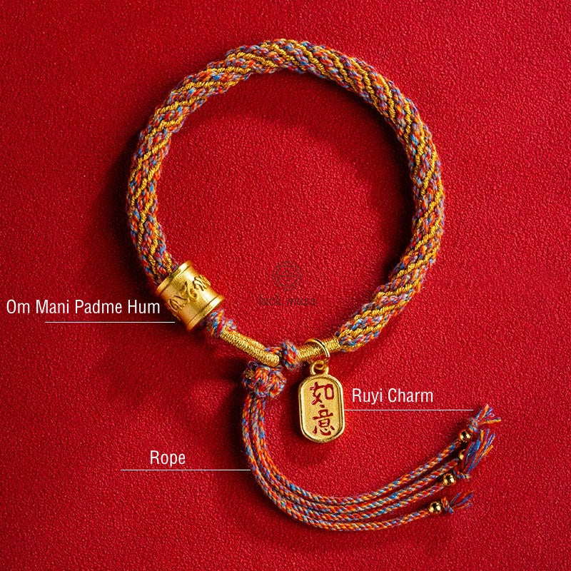 Multicolored Handmade Tibetan Om Mani Padme Hum Ruyi Charm Bracelet with Luck Muse - Image 11
