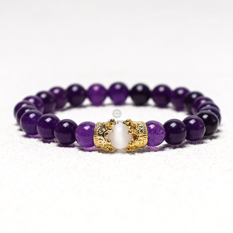 Luck Muse King & Queen Crown Natural Stone Healing Energy Beads Couple Bracelets - Image 3