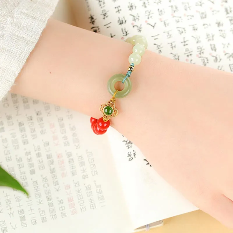 Tibetan Cinnabar Jade Blessing Bracelet from Luck Muse Shop - Image 5