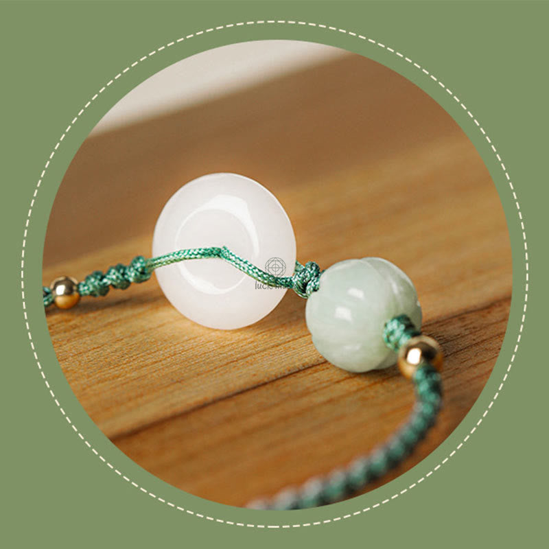 White Jade Peace Buckle Pumpkin Bead Blessing Bracelet - Image 9
