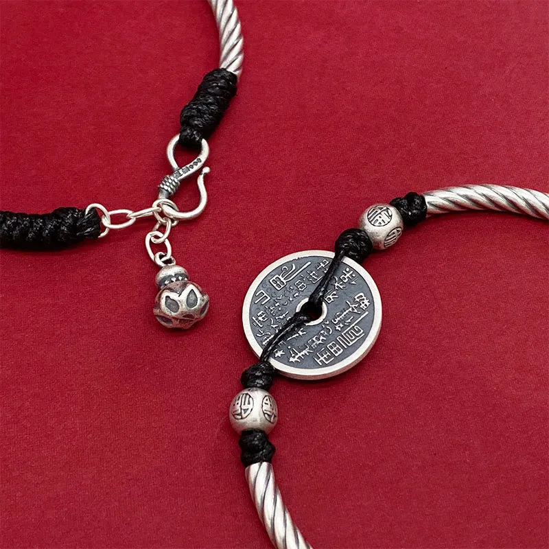 Mountain Ghosts 999 Sterling Silver Bagua Pattern Harmony Bracelet - Image 4