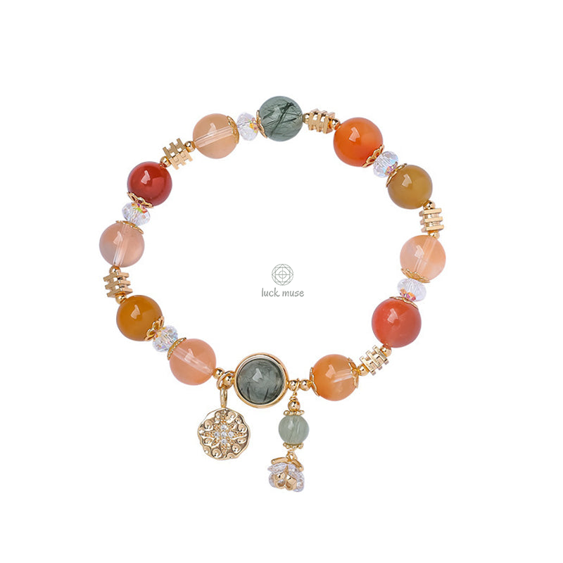 Natural Multicolored Rutilated Quartz Eight-Pointed Star Flower Bracelet - Image 6