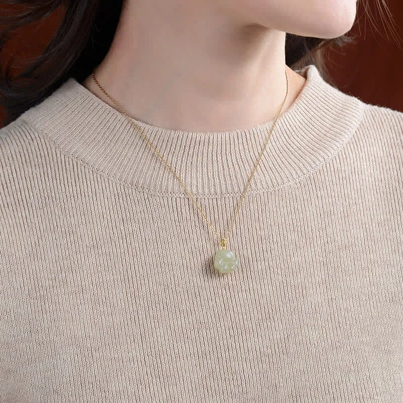 925 Sterling Silver Hetian White Jade Cat Paw Necklace Pendant - Image 3