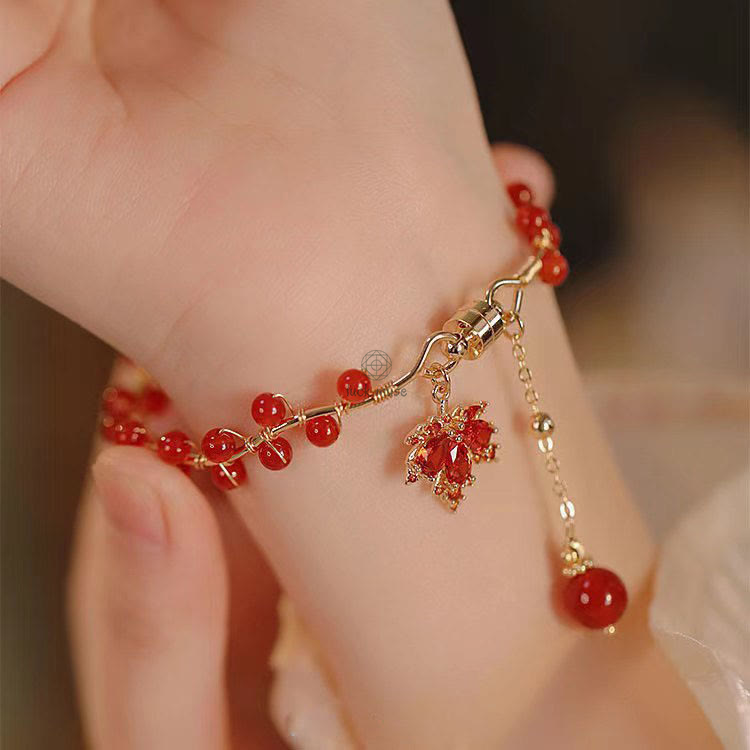 Luck Muse Red Maple Leaf Lucky Charm Bracelet - Image 9