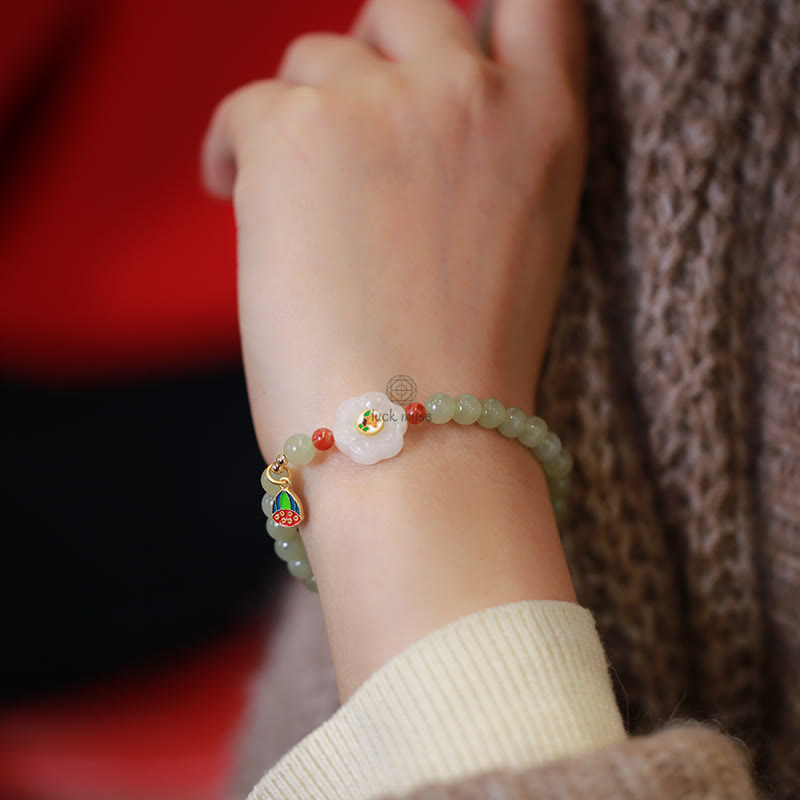 Gold-Plated Natural Hetian Jade Bracelet with Buddha Elements - Image 14