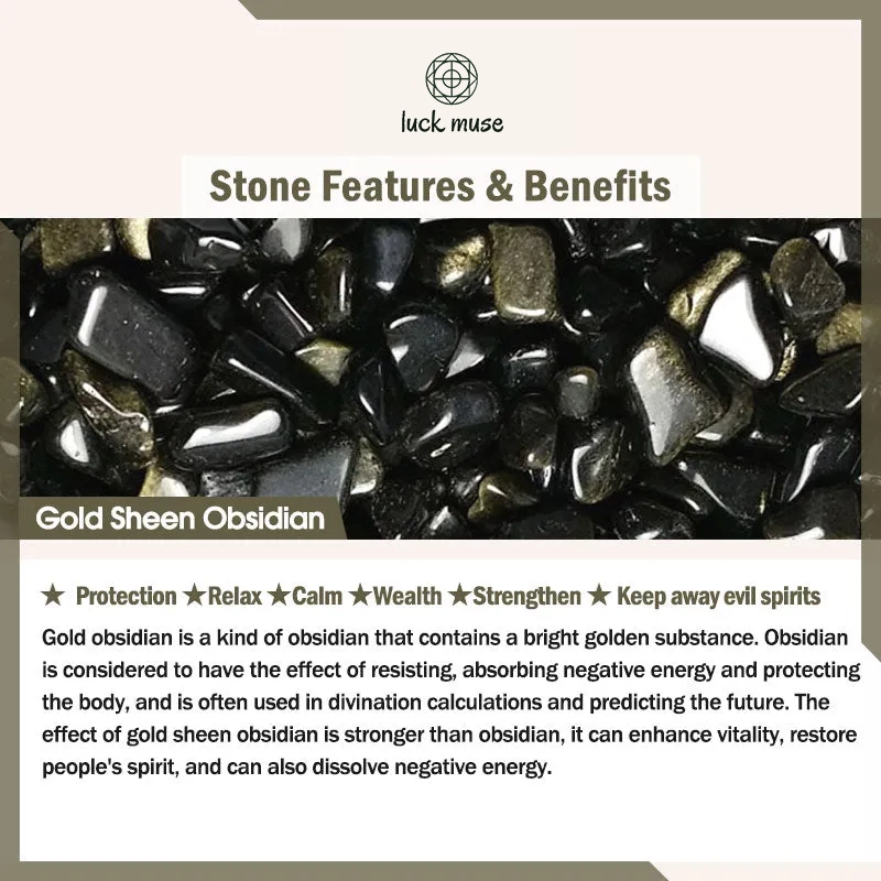Natural Gold Sheen Obsidian Rainbow Obsidian Om Mani Padme Hum Healing Bracelet - Image 47