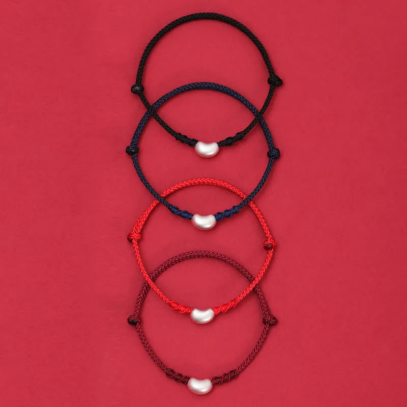 Luck Muse 999 Sterling Silver Luck Connection Bracelet with Handmade Braided Bean Design - Image 14