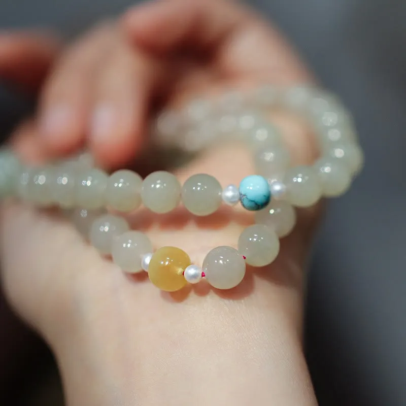 Luck Muse 925 Sterling Silver Hetian Jade Double Wrap Bracelet with Lotus Luck Buckle - Image 5