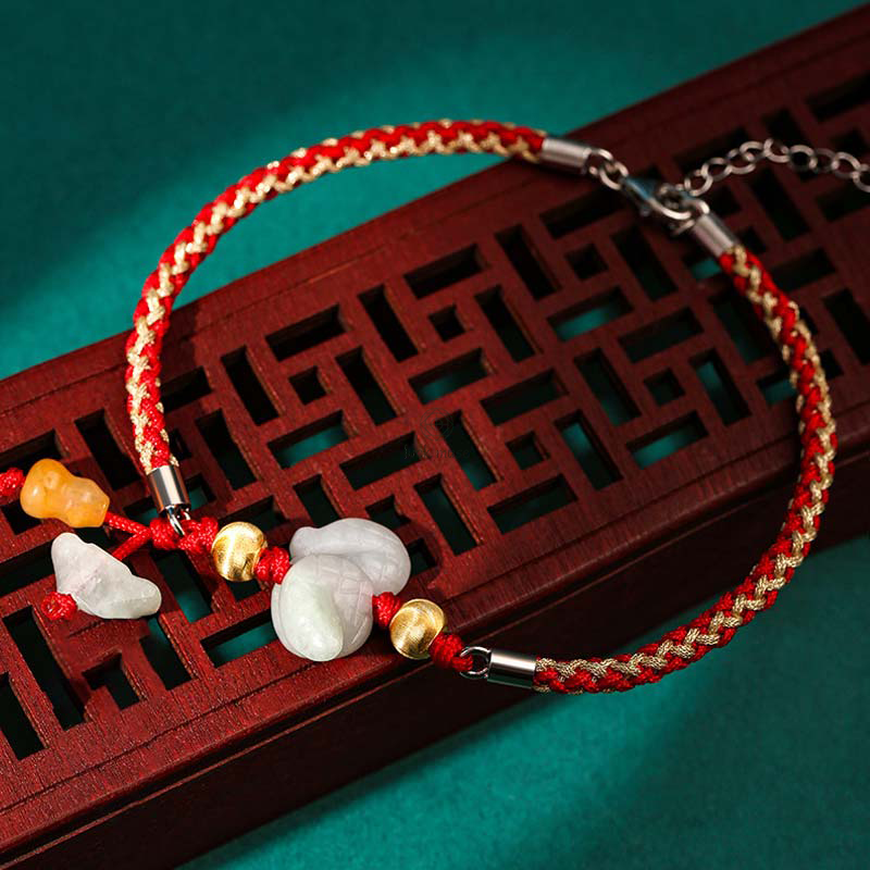 Luck Muse Chinese Zodiac Jade Prosperity Red String Bracelet - Image 10