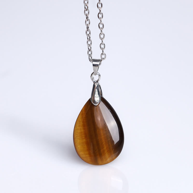 Luck Muse Natural Crystal Gemstone Water Drop Necklace Pendant - Image 17