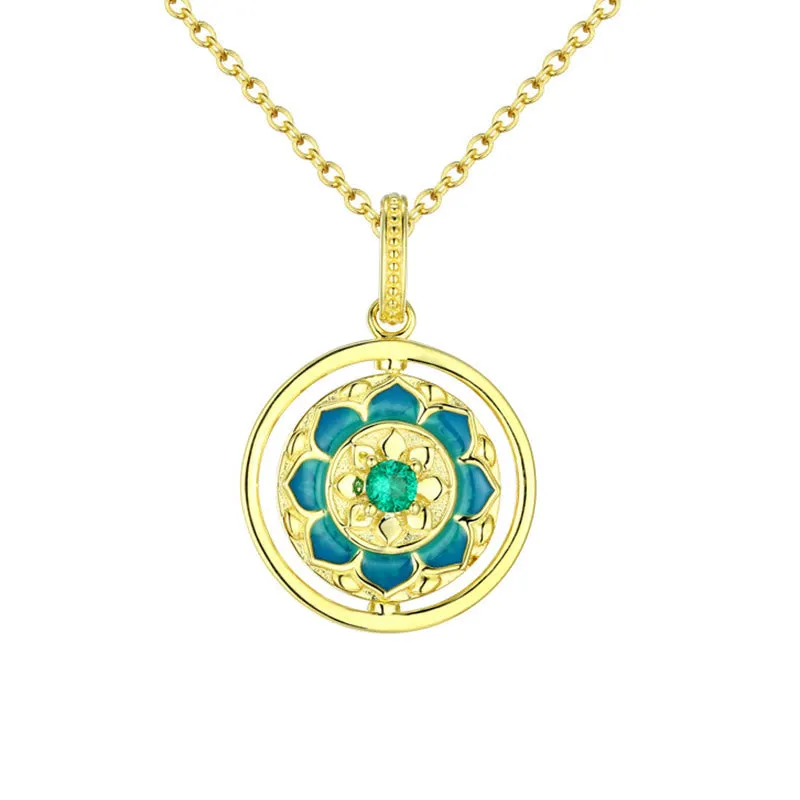 925 Sterling Silver Lotus Flower Zircon Necklace Pendant - Image 5