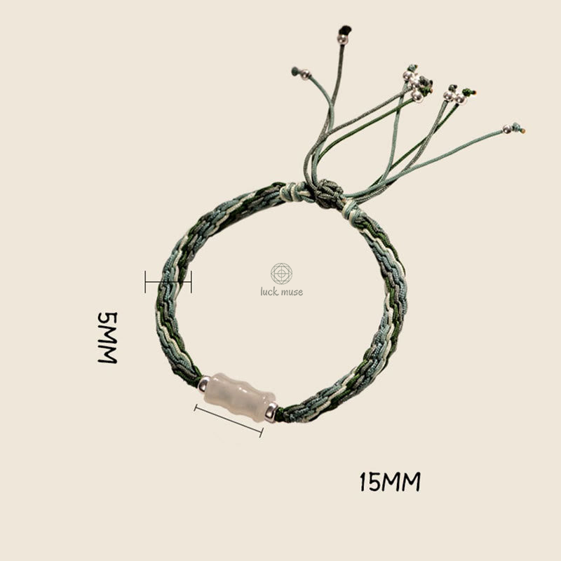 Bamboo Samsara Knot White Jade Bracelet for Wealth, Luck, and Strength - Image 9