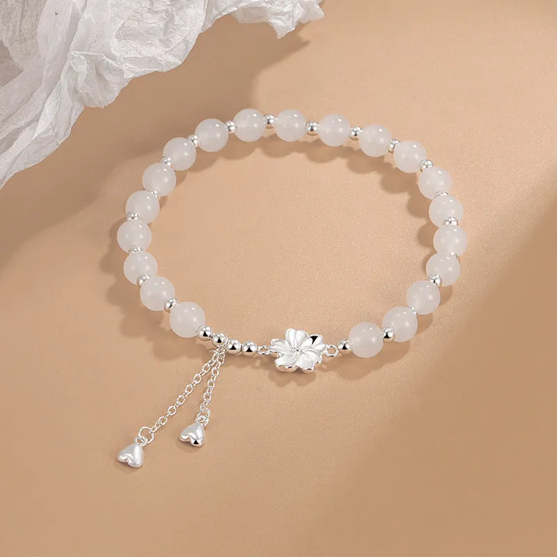 White Jade Peach Blossom Luck Bracelet - Image 2