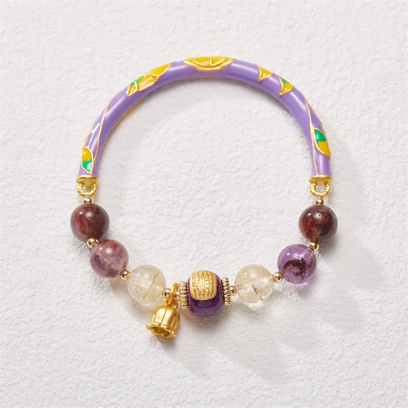 Purple Jade Scripture Citrine Love Wisdom Bracelet - Luck Muse Bangle
