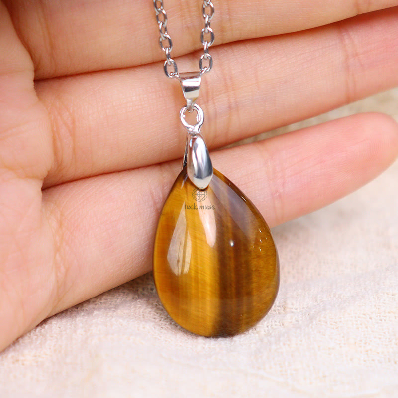 Luck Muse Natural Crystal Gemstone Water Drop Necklace Pendant - Image 20