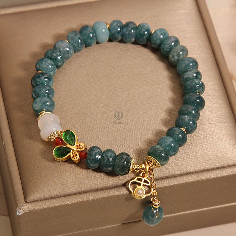 Luck Muse Jade White Agate Butterfly Bead Abundance Bracelet - Image 6