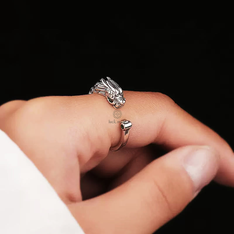 Luck Muse Vintage Dragon Adjustable Ring for Success and Strength - Image 6