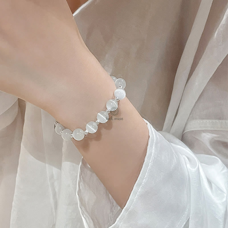 Luck Muse Cat's Eye Moonstone Strawberry Quartz PiXiu Bracelet - Image 6