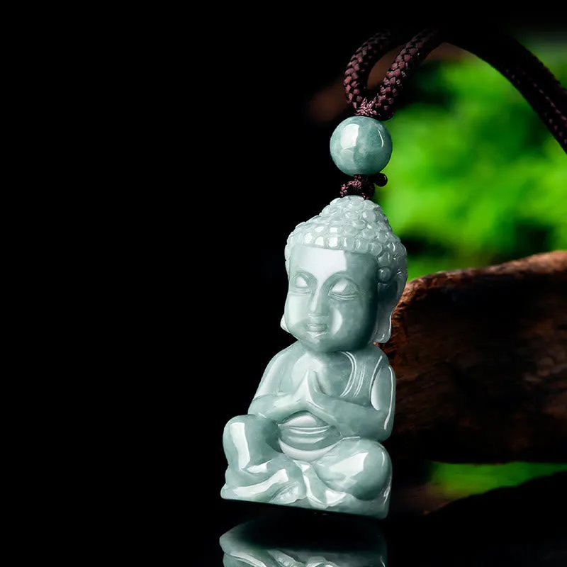 Natural Jade Buddhist Meditation Necklace Pendant - Serenity Amulet - Image 4